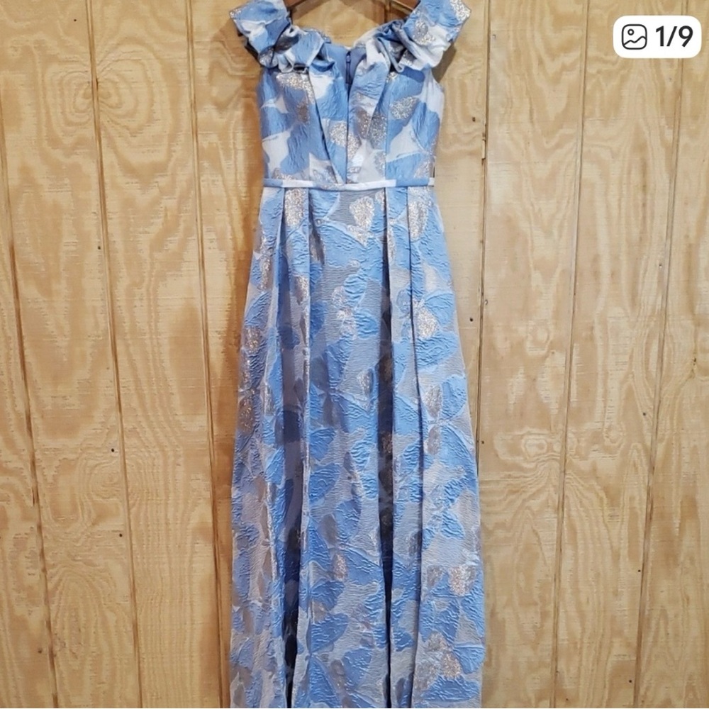 Alexander by Daymor NEW Blue Silver Evening Ball Gown Maxi Dress Size 6 #1662